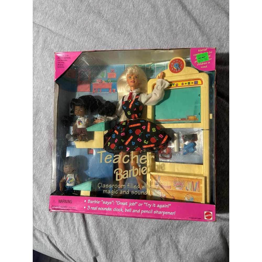 NIB Teacher Barbie Boy And Girl Students‎ Mattel 1995 NIB Rare Brunette Students
